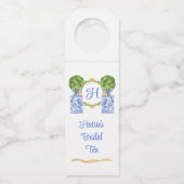 Wasserfarbe Chinoiserie Citrus Topiary Monogram Flaschenanhänger (Vorderseite)