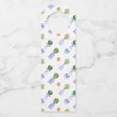 Wasserfarbe Chinoiserie Citrus Topiary Monogram Flaschenanhänger (Rückseite)
