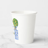 Wasserfarbe Chinoiserie Citrus Topiary Monogram Pappbecher (Links)