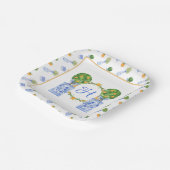 Wasserfarbe Chinoiserie Citrus Topiary Monogram Pappteller (Gewinkelt)