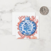 Wasserfarbe Chinoiserie Ginger Jar und Korallenges Mitteilungskarte (Vorderseite/Rückseite Beispiel)