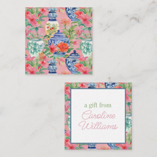 Wasserfarbe Chinoiserie Ginger Jars & Blume Gesche Mitteilungskarte (Vorne/Hinten)