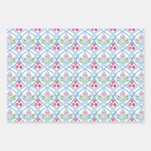 Wasserfarbe Chinoiserie Ginger Jars Wappen Geschenkpapier Set (Vorderseite 2)