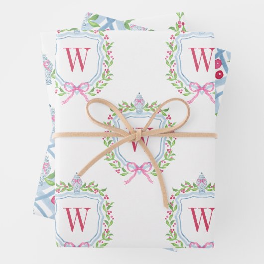 Wasserfarbe Chinoiserie Ginger Jars Wappen Geschenkpapier Set (Beispiel)