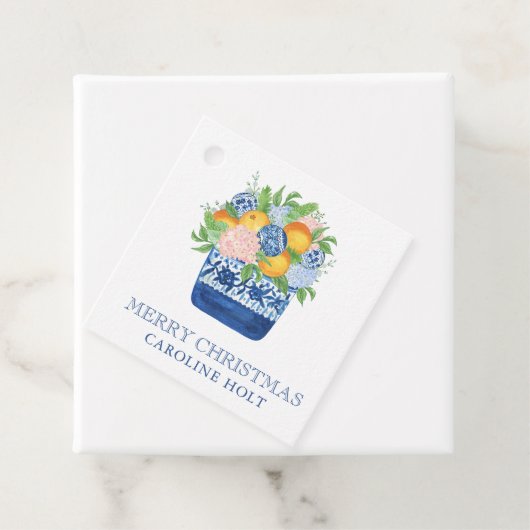 Wasserfarbe Chinoiserie Mandarins Weihnachtsgesche Geschenkanhänger (Beispiel)