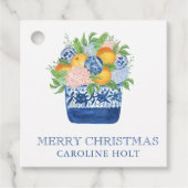 Wasserfarbe Chinoiserie Mandarins Weihnachtsgesche Geschenkanhänger (Vorderseite)