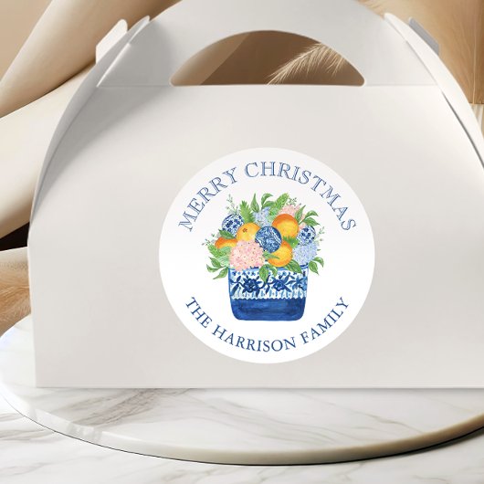 Wasserfarbe Chinoiserie Mandarins Weihnachtsgesche Runder Aufkleber