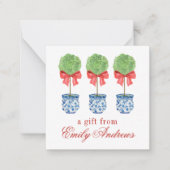 Wasserfarbe Chinoiserie Roter Bow Topirie Einschli Mitteilungskarte (Vorderseite)