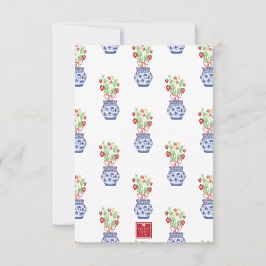 Wasserfarbe Chinoiserie Vase of Red Strawberries Dankeskarte (Rückseite)