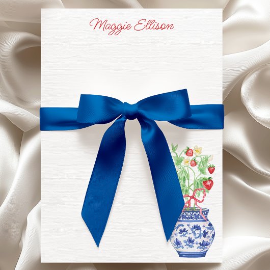 Wasserfarbe Chinoiserie Vase of Red Strawberries Dankeskarte