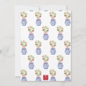 Wasserfarbe Chinoiserie Vase of Red Strawberries Einladung (Rückseite)