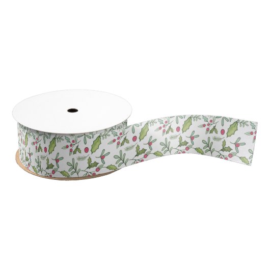 Wasserfarbe Chinoiserie Weihnachten Mistletoe Ripsband (Spule)