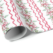 Wasserfarbe Chinoiserie Weihnachten Roter Bow Mist Geschenkpapier (Rolleneckpunkt)