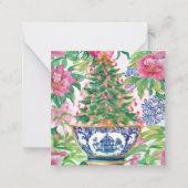 Wasserfarbe Chinoiserie Weihnachtsbaum Mitteilungskarte (Vorderseite)
