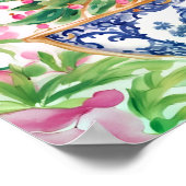 Wasserfarbe Chinoiserie Weihnachtsbaum Poster (Ecke)