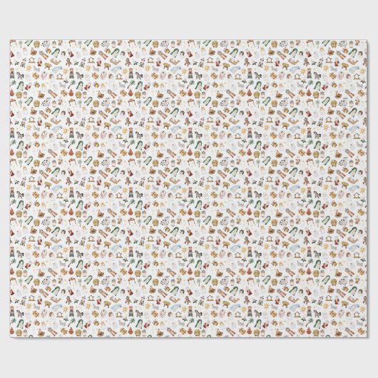 Wasserfarbe Christlich Weihnachtskrippe Geschenkpapier (Flach)