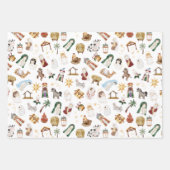 Wasserfarbe Christlich Weihnachtskrippe Geschenkpapier Set (Vorderseite 3)