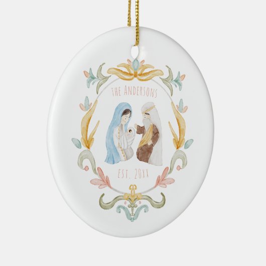 Wasserfarbe Christlich Weihnachtskrippe Keramik Ornament (Rechts)