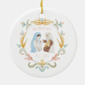 Wasserfarbe Christlich Weihnachtskrippe Keramik Ornament (Hinten)