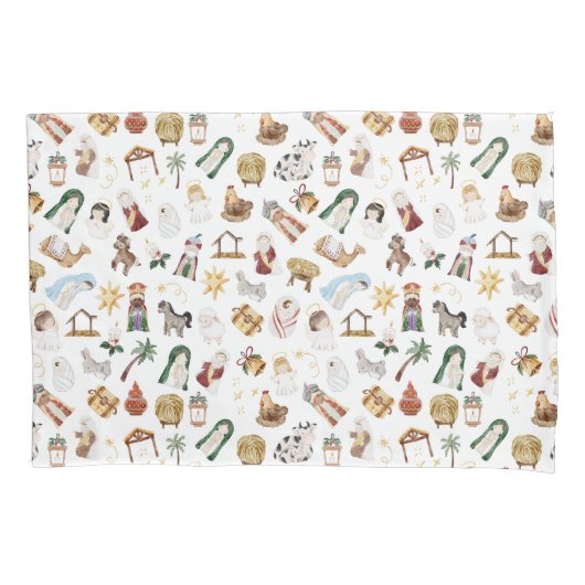 Wasserfarbe Christlich Weihnachtskrippe Kissenbezug (Vorderseite)