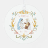 Wasserfarbe Christlich Weihnachtskrippe Ornament Aus Metall (Rückseite)