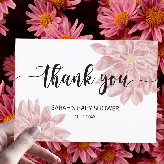 Wasserfarbe Chrysanthemum Babydusche Danke Karte