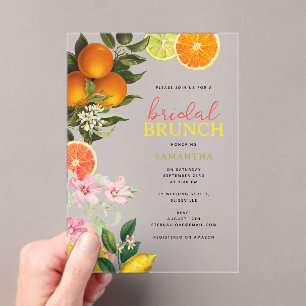 Wasserfarbe Citrus Bridal Brunch Brautparty Acryleinladungen