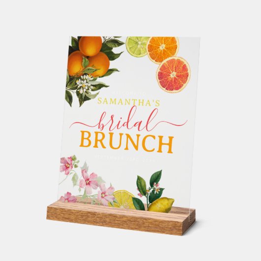 Wasserfarbe Citrus Bridal Brunch Brautparty Acrylschild (Winkel)