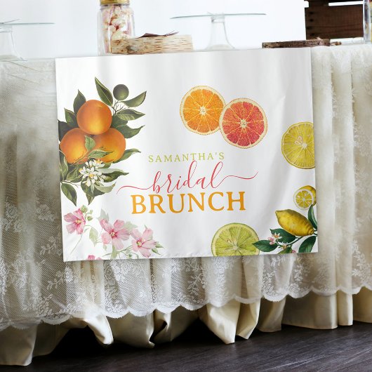 Wasserfarbe Citrus Bridal Brunch Brautparty Wandteppich