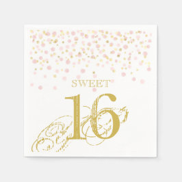 Wasserfarbe Confetti Sweet 16 Elegant Rosa Gold Serviette