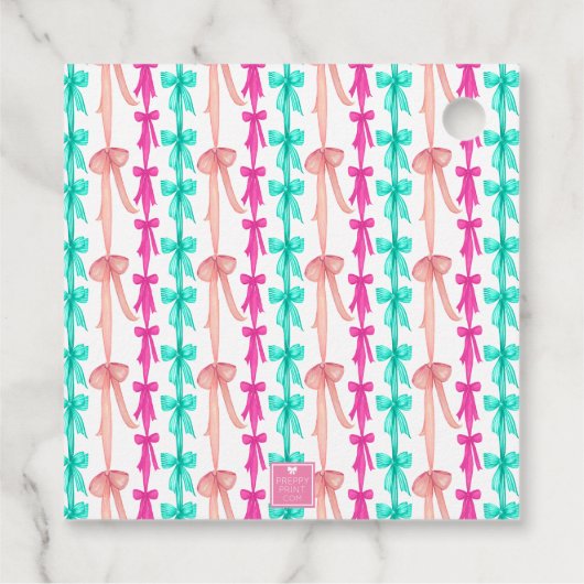 Wasserfarbe Coquette Bow Weihnachtsbaum Geschenkanhänger (Rückseite)