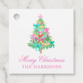 Wasserfarbe Coquette Bow Weihnachtsbaum Geschenkanhänger (Vorderseite)