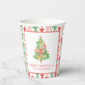 Wasserfarbe Coquette Bow Weihnachtsbaum Pappbecher (Vorderseite)