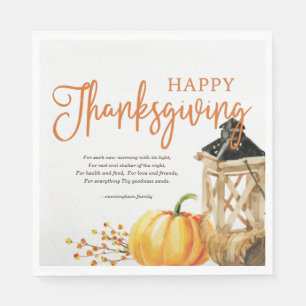 Wasserfarbe Cornucopia Pumpkin Erntedank Gedicht Serviette