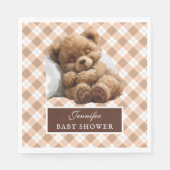 Wasserfarbe Cosy Brown Teddy Bear Babydusche Serviette (Vorderseite)