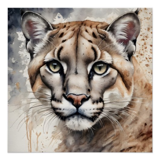 Wasserfarbe Cougar 1 Poster (Vorderseite)