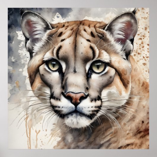 Wasserfarbe Cougar 1 Poster (Vorne)