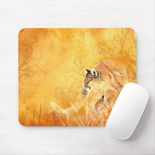 Wasserfarbe Cougar Puma Berg Löwe Mousepad (Mit Mouse)
