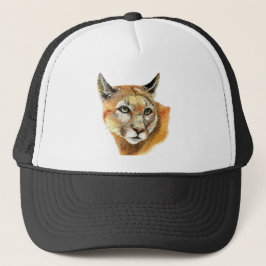 Wasserfarbe Cougar Puma Tierart Art Truckerkappe