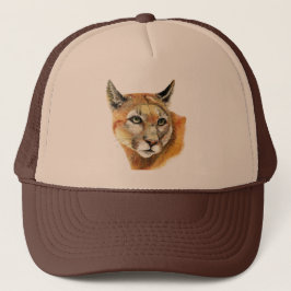 Wasserfarbe Cougar Puma Tierart Art Truckerkappe