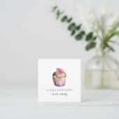Wasserfarbe Cupcake Dessert Caterer Quadratische Visitenkarte (Stehend Vorderseite)