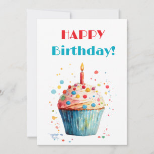 Wasserfarbe Cupcake Happy Birthday Feiertagskarte