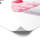 Wasserfarbe Cupcake Pink Typografie Zitat Küche Poster (Ecke)