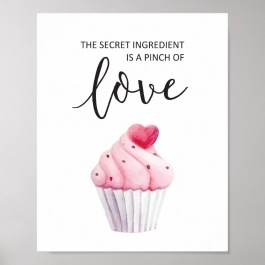Wasserfarbe Cupcake Pink Typografie Zitat Küche Poster (Vorne)