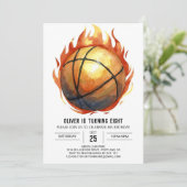 Wasserfarbe Custom Boho Basketball Geburtstag Einladung (Stehend Vorderseite)