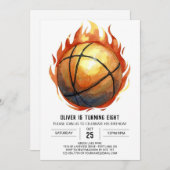 Wasserfarbe Custom Boho Basketball Geburtstag Einladung (Vorne/Hinten)