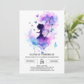 Wasserfarbe Custom Fairy Birthday Einladung (Stehend Vorderseite)