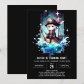 Wasserfarbe Custom Pirate Geburtstag Einladung (Vorne/Hinten)