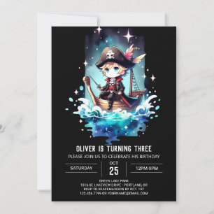 Wasserfarbe Custom Pirate Geburtstag Einladung