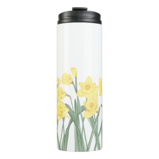 Wasserfarbe Daffodil Ditzy Floral Gemustert Thermosbecher (Vorderseite)